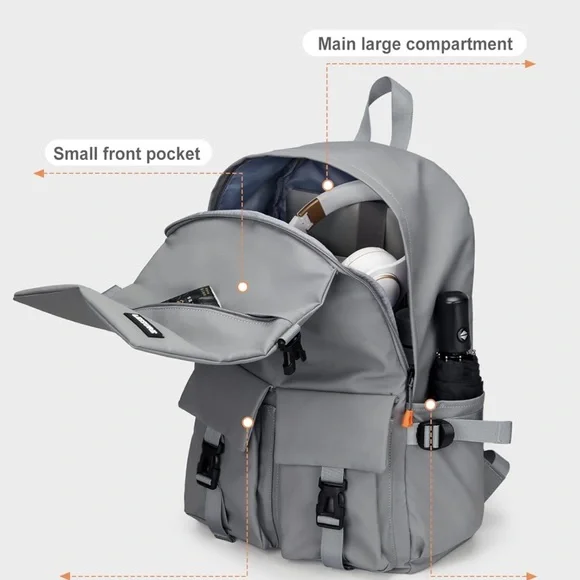 Backpack Waterproof College With Laptop Compartment Aesthetic Anti Theft Travel - Picture 4 of 12